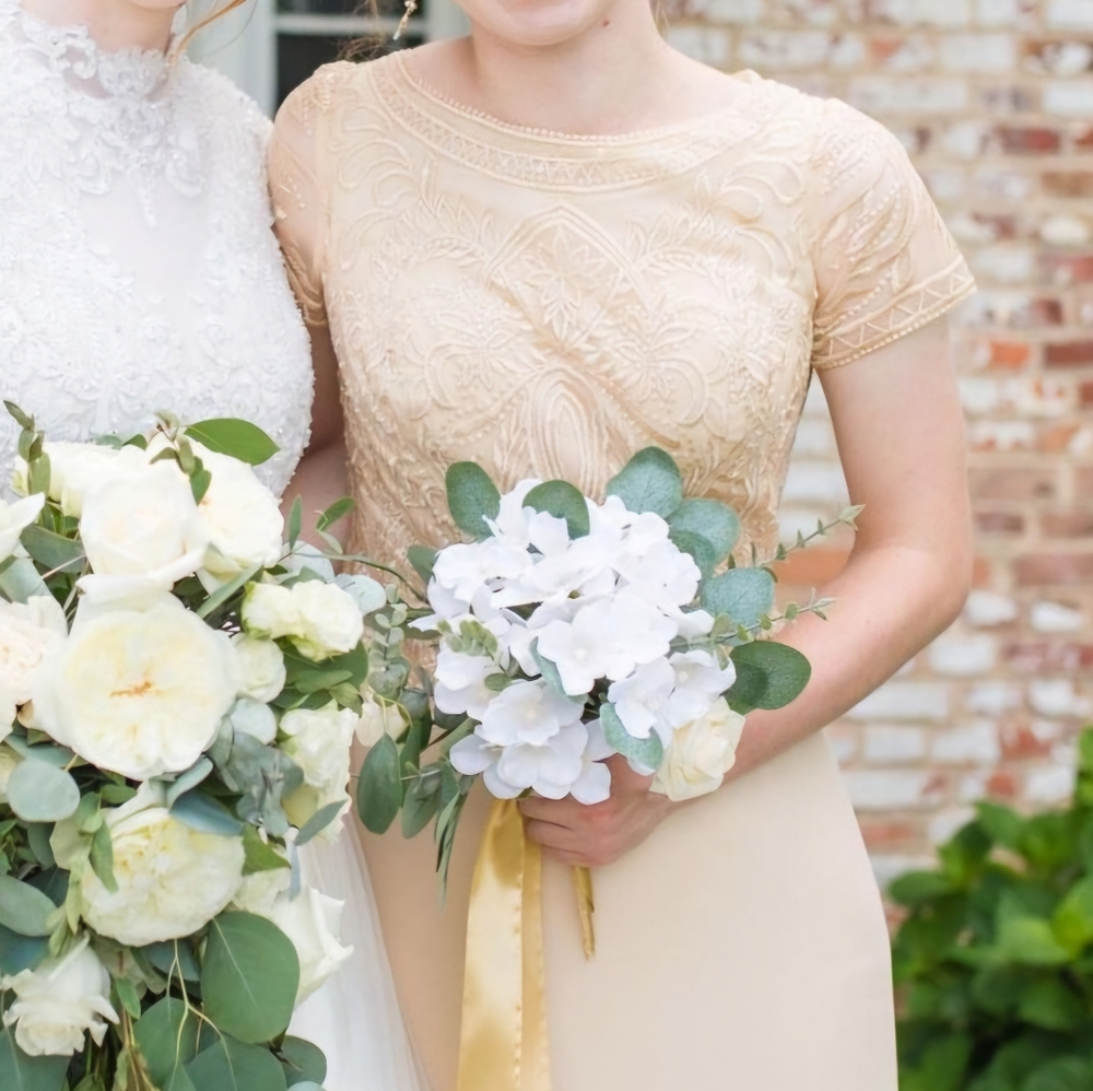 Champagne Gold Sequin Formal Chiffon Dress